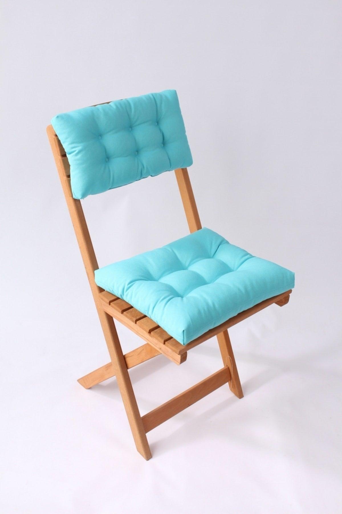 Lux Bistro Kitchen Garden Chair Cushion With Backrest Turquoise (CUSHION AND BACK CUSHION) - Swordslife