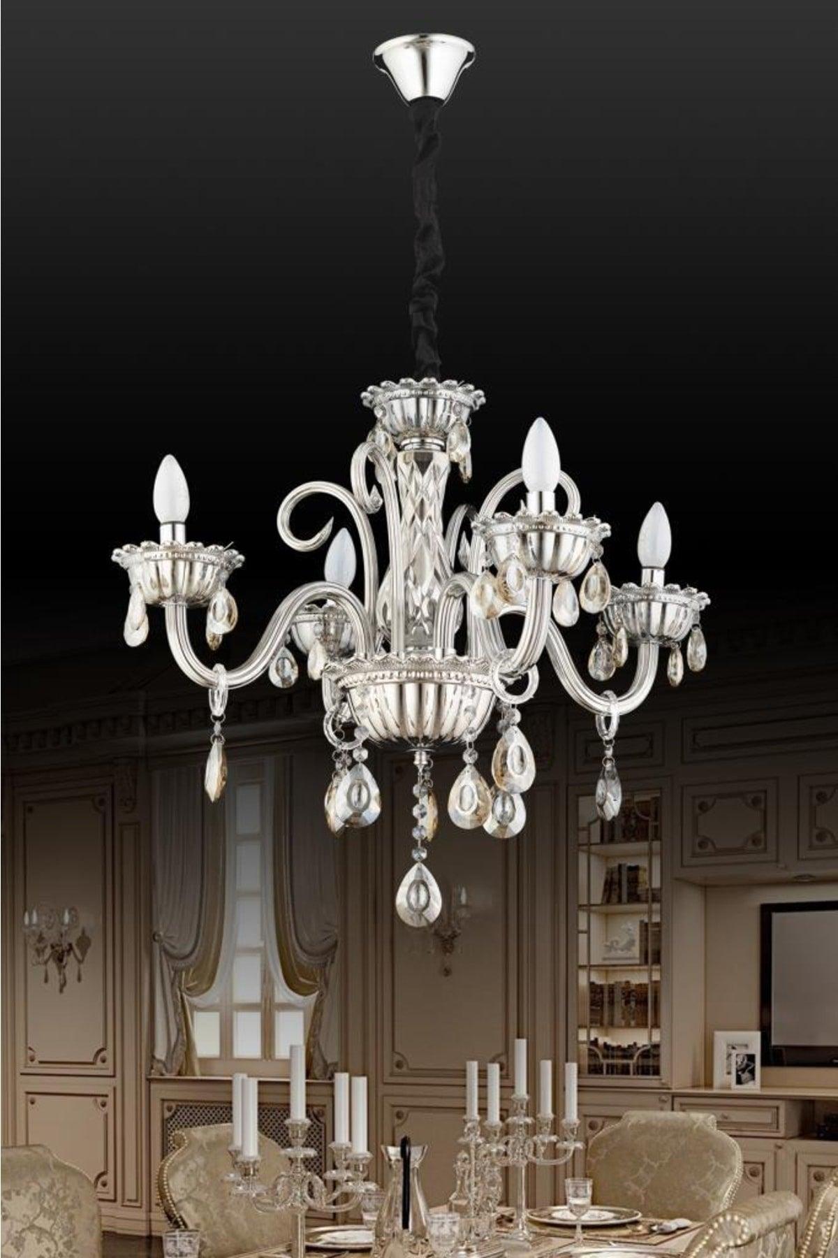 Lux Glass Arm 4 Smoked Chandelier - Swordslife