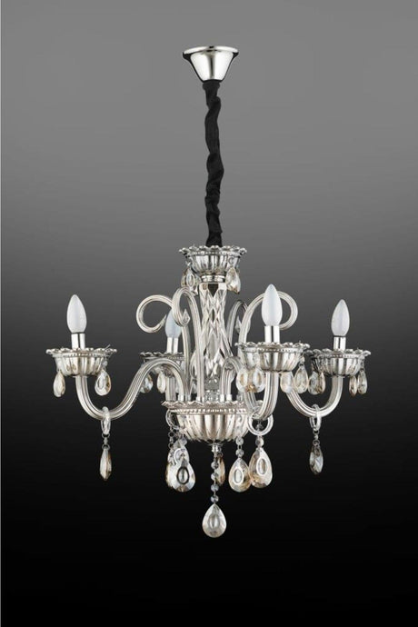 Lux Glass Arm 4 Smoked Chandelier - Swordslife