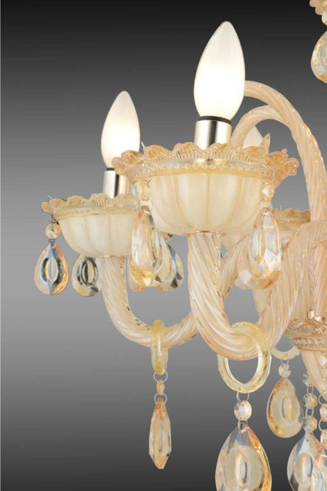 Lux Glass Arm 6 Piece Cream Colored Chandelier - Swordslife