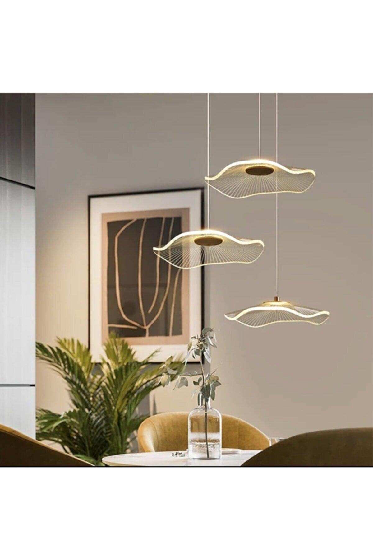 Luxury Exclusive Triple Round Pendant Lamp Led Chandelier Jellyfish Gold Yellow Led Chandelier - Swordslife