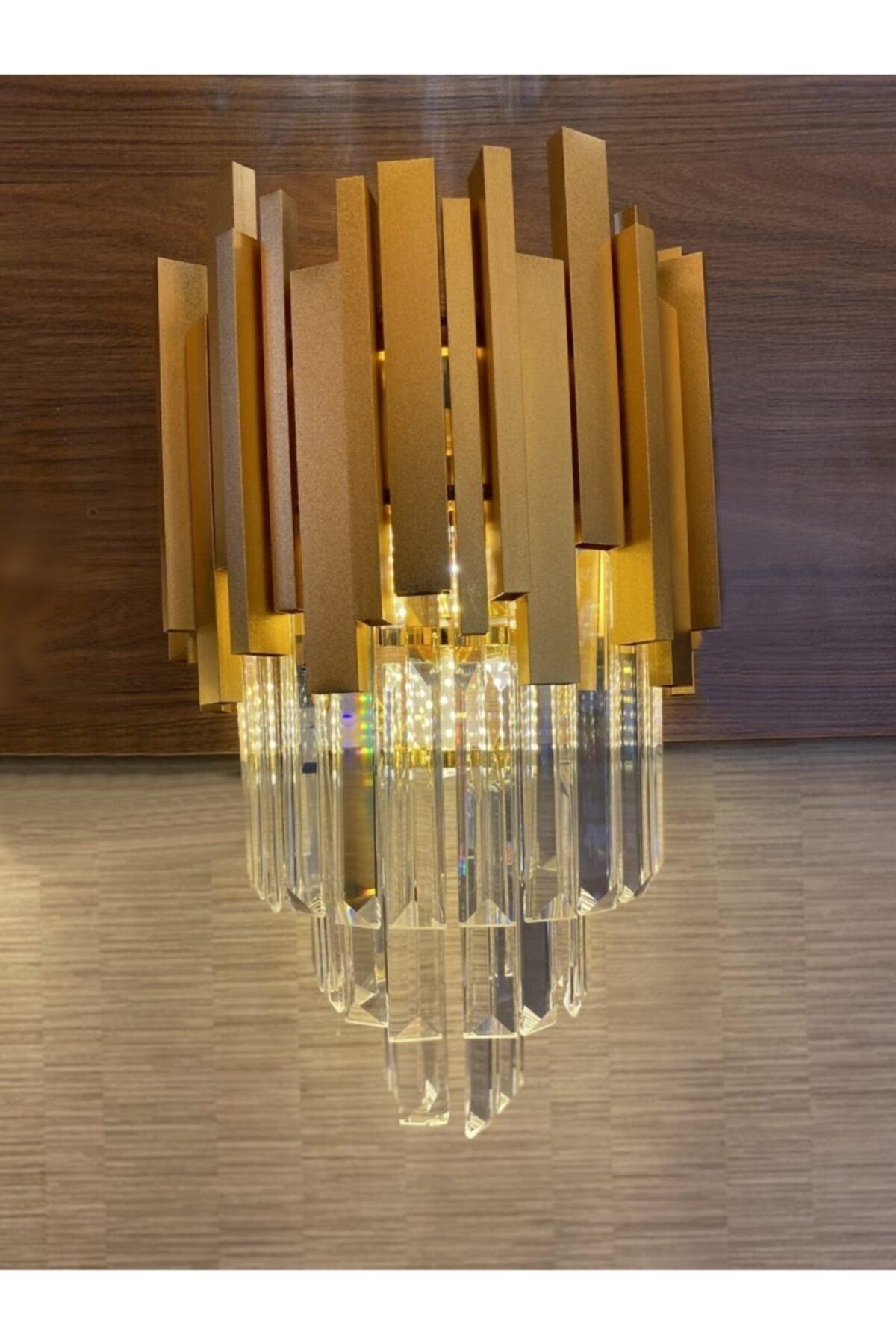 Luxury Modern Crystal Stone Wall Sconce Matt Gold Yellow - Swordslife