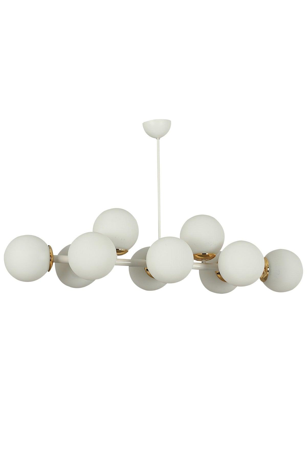 Luxury Modern Design White 10 Piece White Globe Glass Chandelier - Swordslife