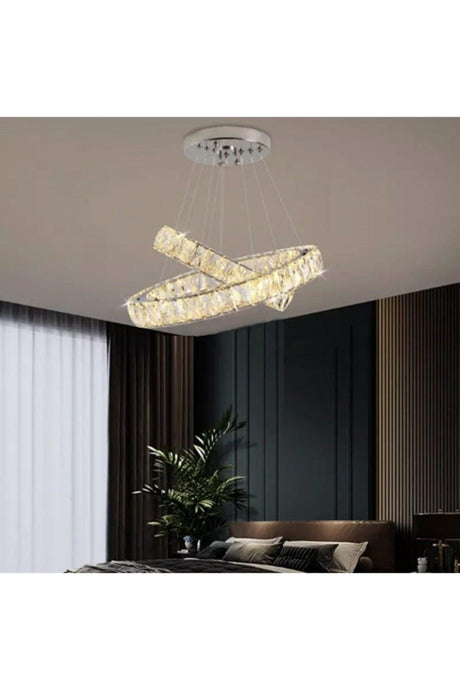 Luxury Modern Pendant Lamp Crystal Stone Led Chandelier Controlled 3 Color Led Chandelier - Swordslife