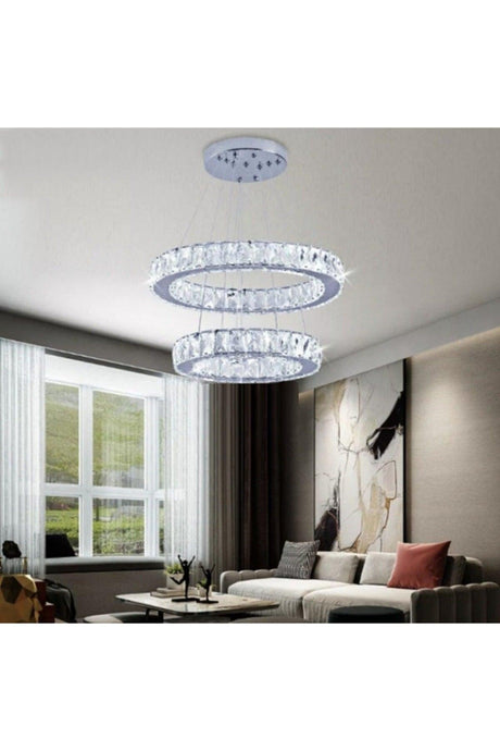 Luxury Modern Pendant Lamp Crystal Stone Led Chandelier Controlled 3 Color Led Chandelier - Swordslife