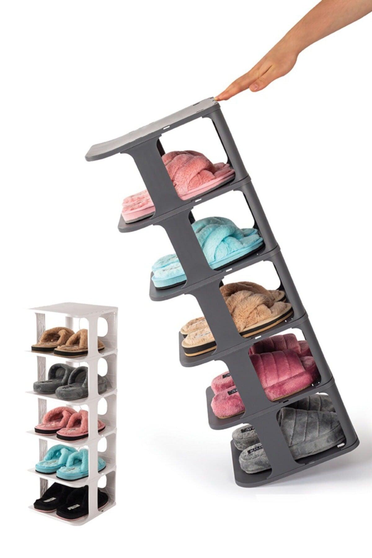 Luxury Shoe Rack Organizer Portable 5 Tiers Multi Tier Shoe Rack Gray - Swordslife