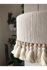 Macrame And Wooden Bead Detailed Chandelier - Swordslife