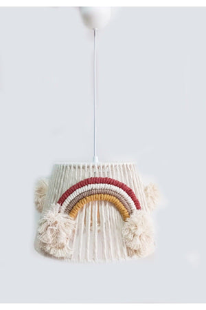 Macrame Thread Wrap Rainbow Appliqued Handmade Pompom Baby And Kids Room Chandelier (17) - Swordslife