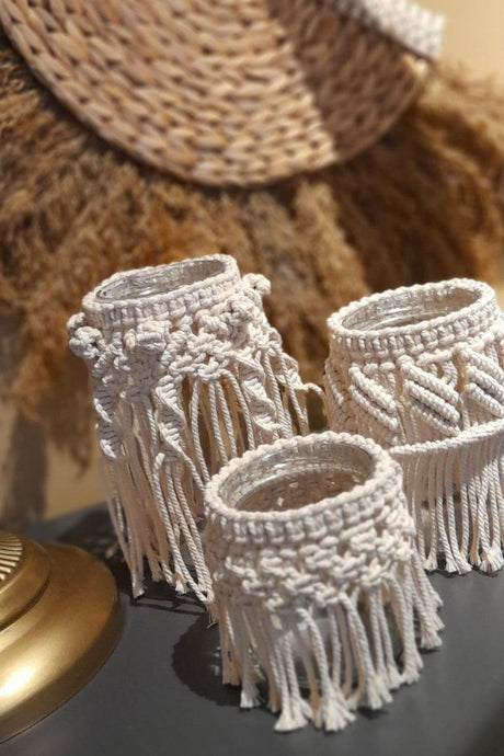 Macrame 3 Pcs Jar Candle Holder - Swordslife