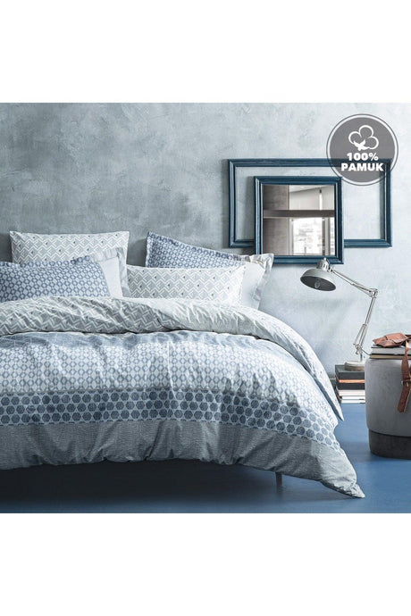 Malin Double Ranforce Duvet Cover Set - Blue - Swordslife