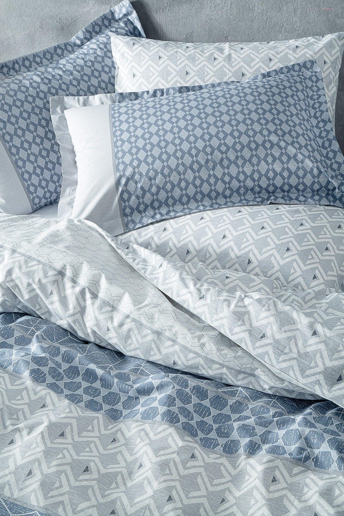 Malin Double Ranforce Duvet Cover Set - Blue - Swordslife