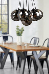 Malta 7 Piece Chandelier Black Smoked Glass - Swordslife