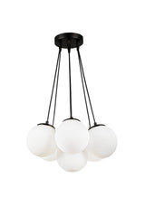 Malta 7.li Chandelier Black and White Glass