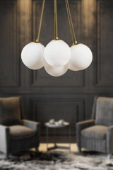 Malta 7.li Chandelier Tumbled White Glass