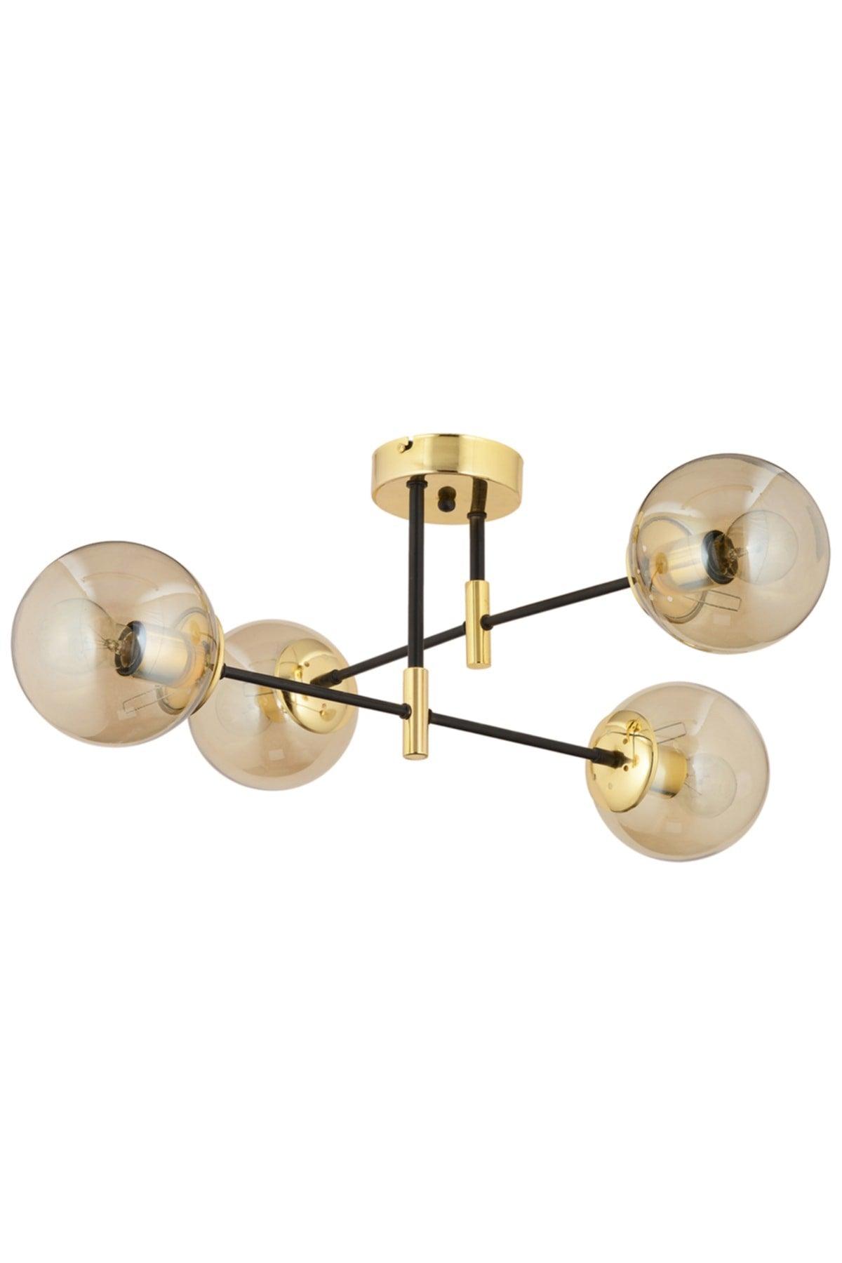 Maral 4Lü Schwarz Gold Honigglas Modern Korridor Küchensalon Retro Home - Swordslife