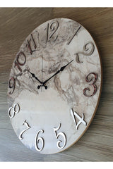 Marble Patterned Mirror Number Wall Clock Diameter 50 Cm - Swordslife