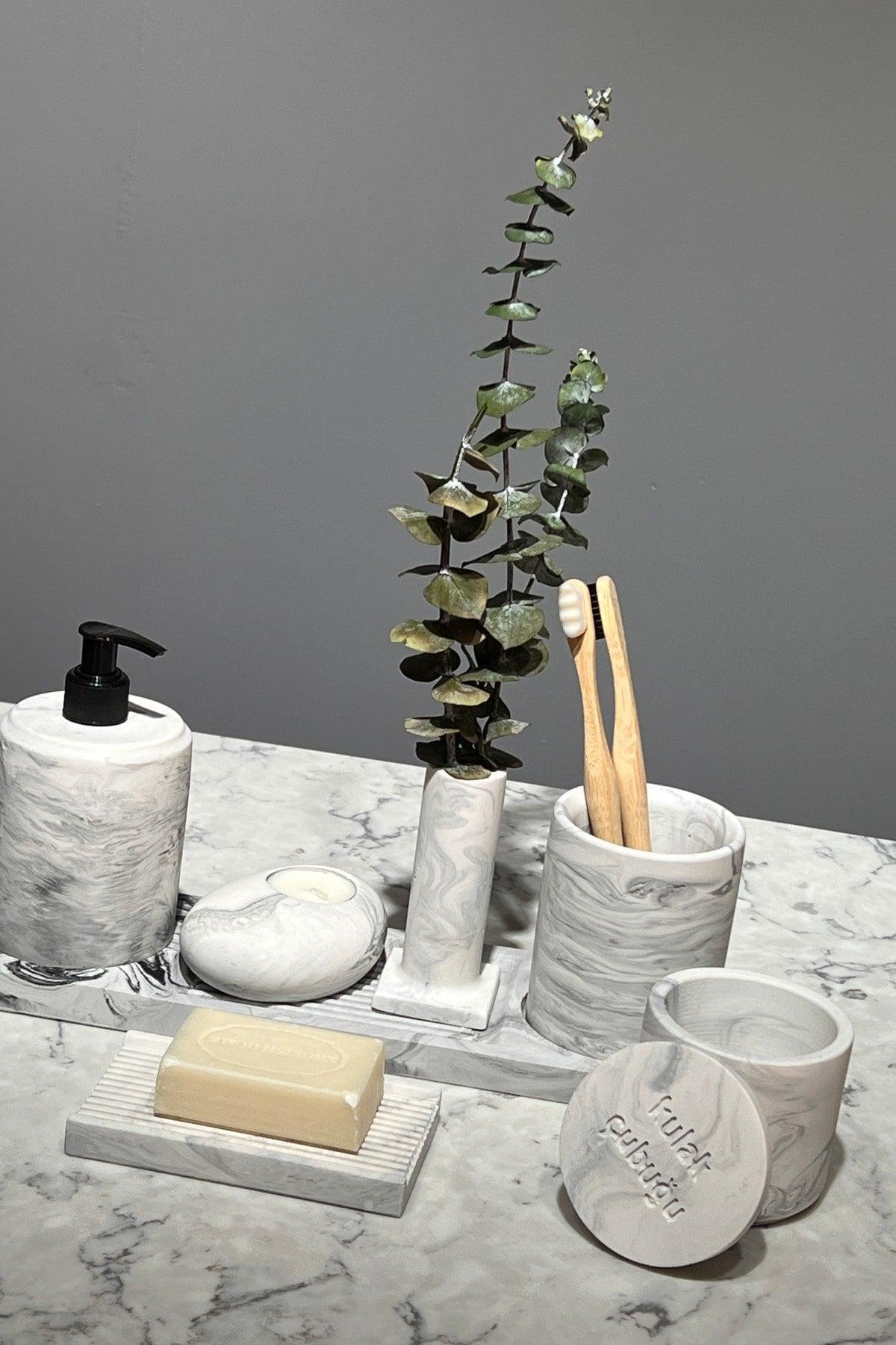 Marble Series Bathroom Set Concrete - Swordslife