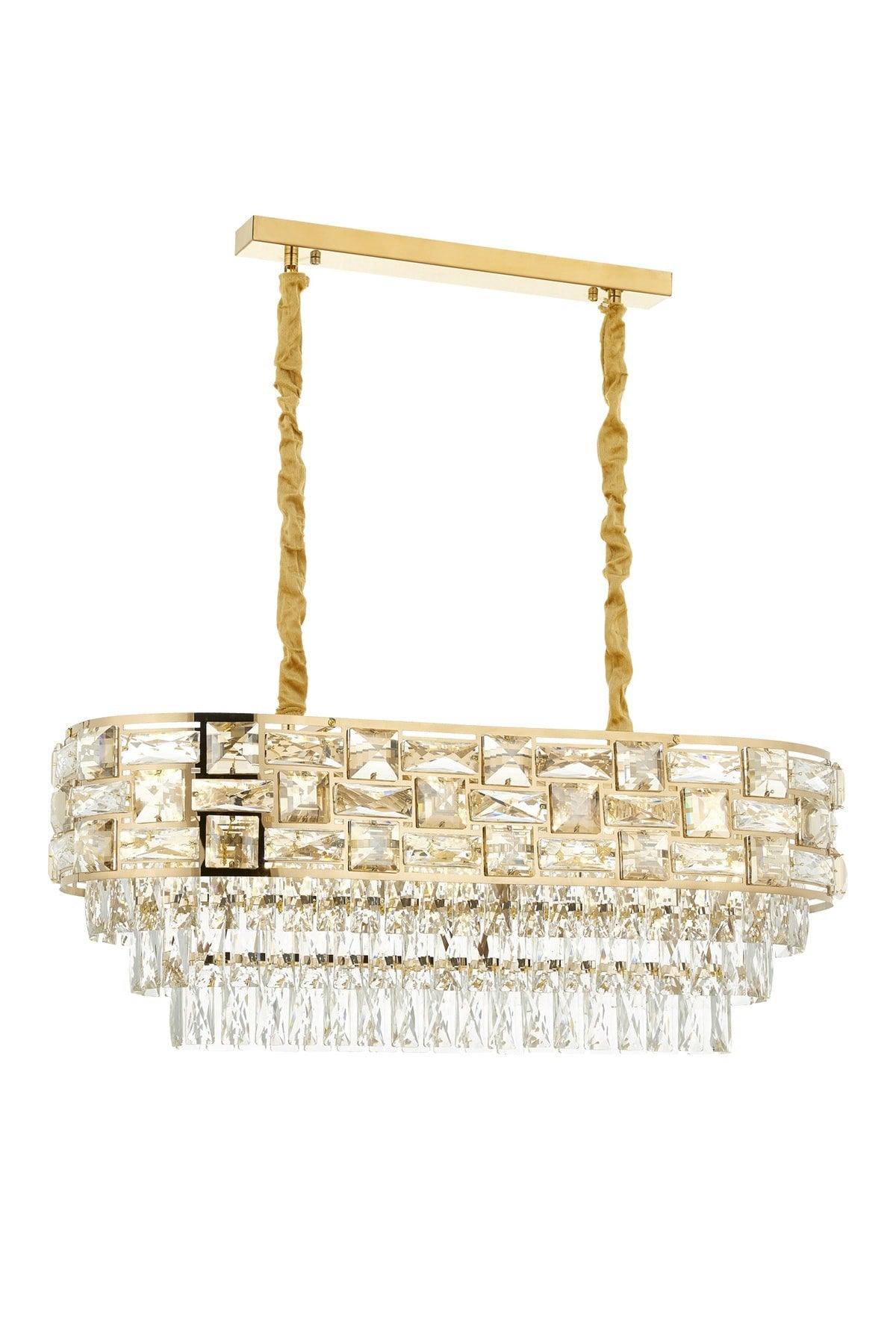 Mariella 80's Yellow Crystal Stone Chandelier Over the Dining Table - Swordslife