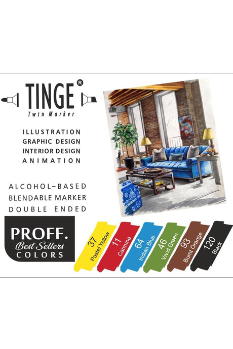 Marker Pen - Set of 6 Mixed Colors - Marker