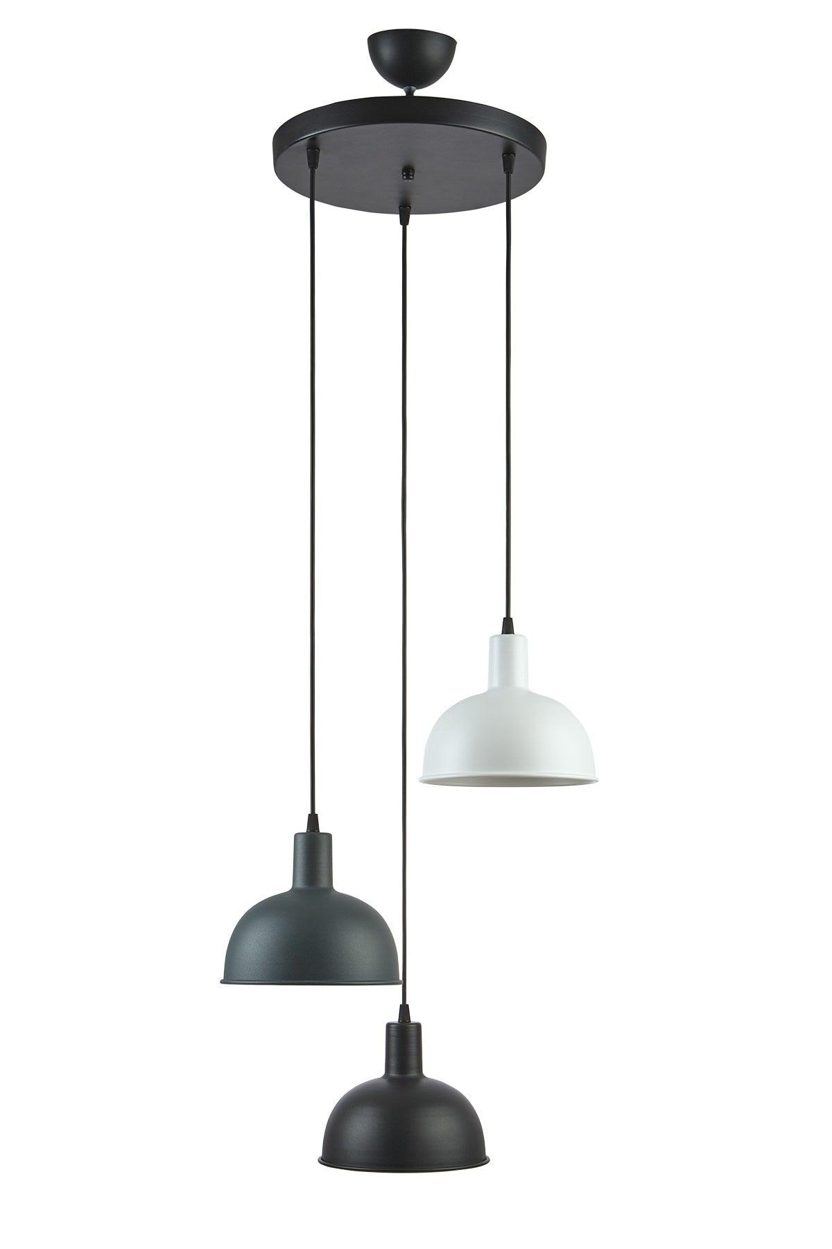 Marley Special Design Modern Sports Decorative Cafe-kitchen Black - White - Anthracite 3 Pcs Suspended Chandelier - Swordslife