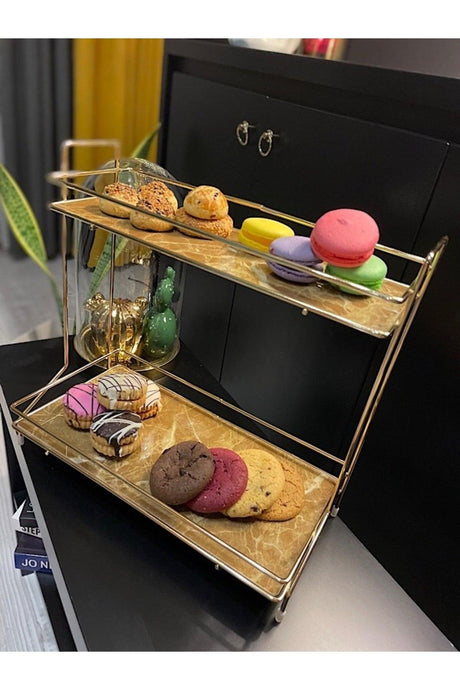 Mars Gold Bathroom Organizer Makeup Cosmetic Towel Jewelry Stand Multi-Purpose 2 Tiers Organizer - Swordslife