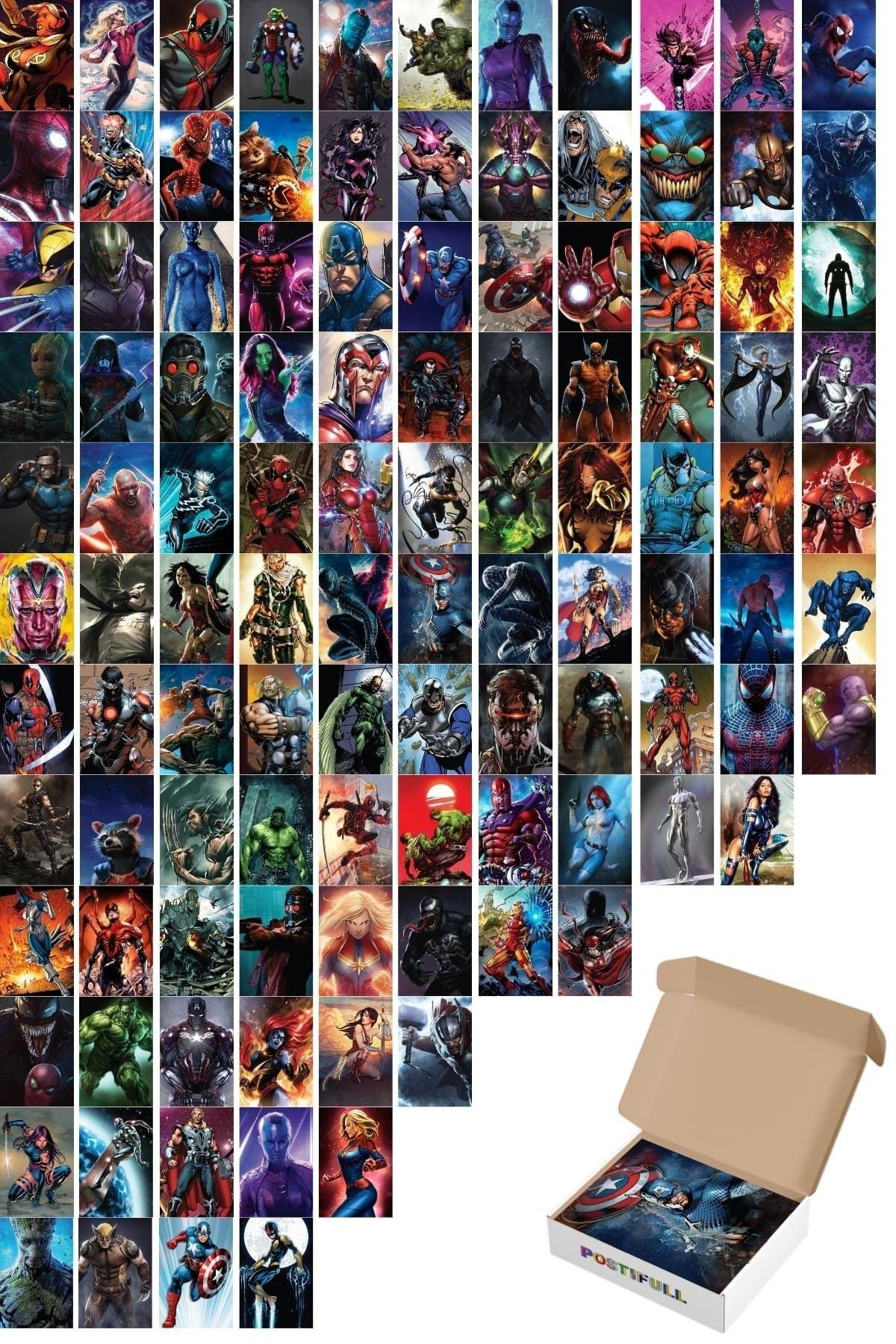 Marvel Heroes Drawing Poster Set - Collage Set - 110 Pieces - Adhesive Back 10cm*15cm - Boxed - Swordslife