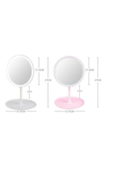 Desktop Touch Makeup Mirror Round White Color Make Up Mirror With Led Light - Swordslife