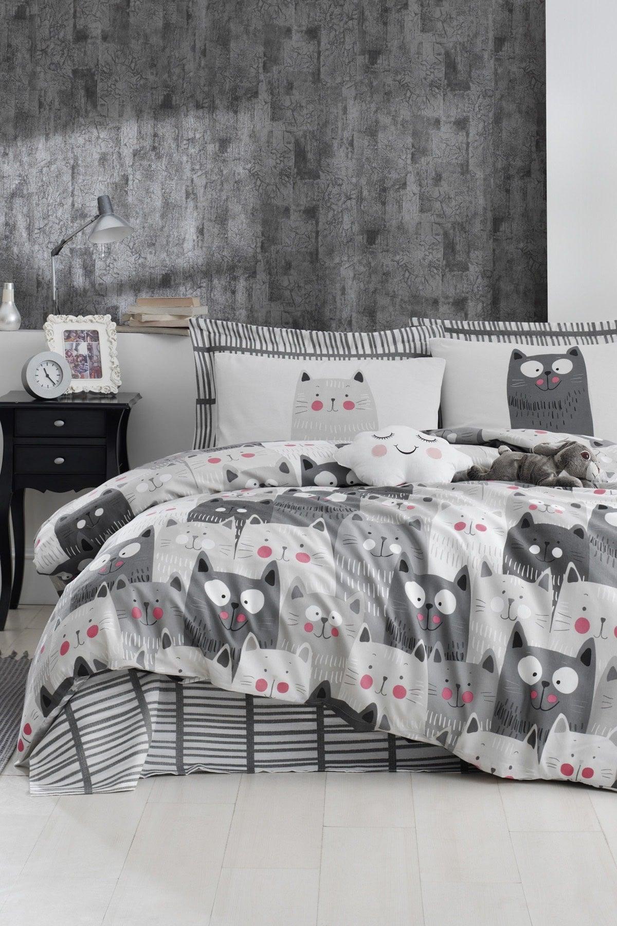 Mature Duvet Cover Set Double On The WallCats Gray - Swordslife