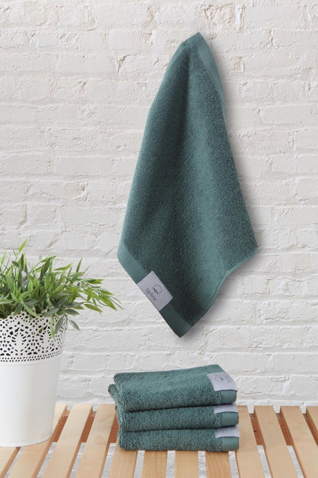 Mauro 100% Organic Cotton 4 Pcs Hand Towel (30X30) - Green - Swordslife