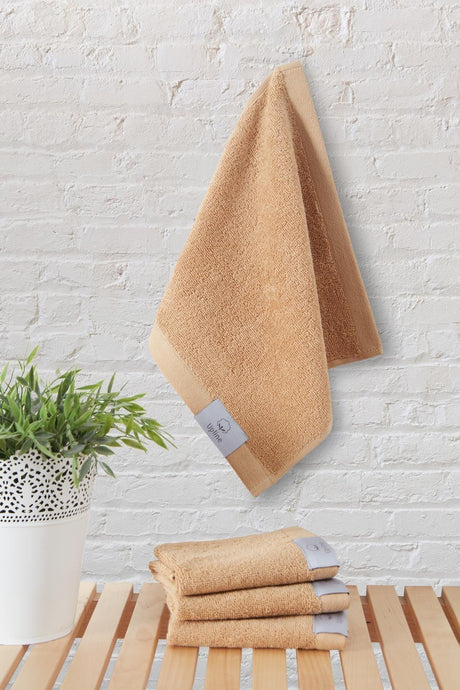 Mauro 100% Organic Cotton 4 Pcs Hand Towel (30X30) - Honey Color - Swordslife