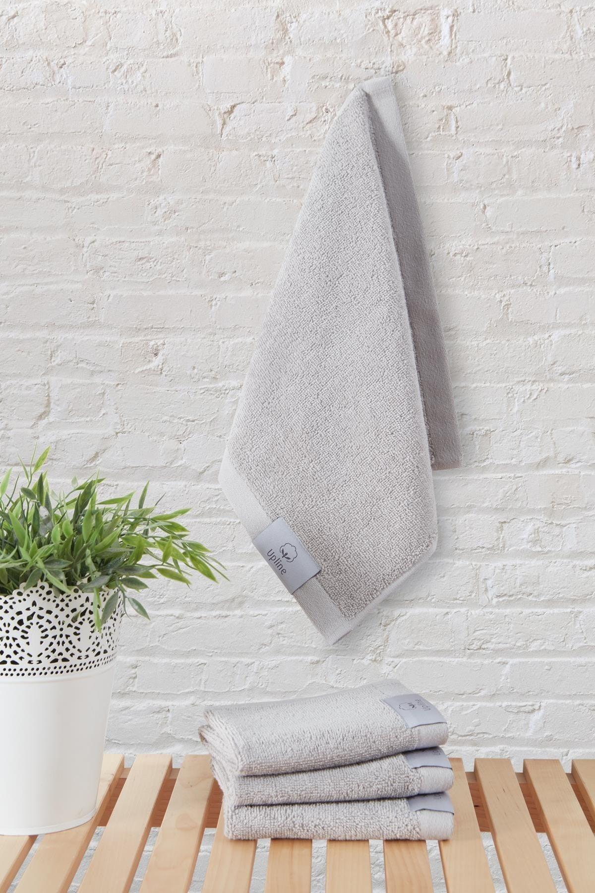 Mauro 100% Organic Cotton Light Gray 4 Pcs Hand Towel (30X30) - Light Gray - Swordslife