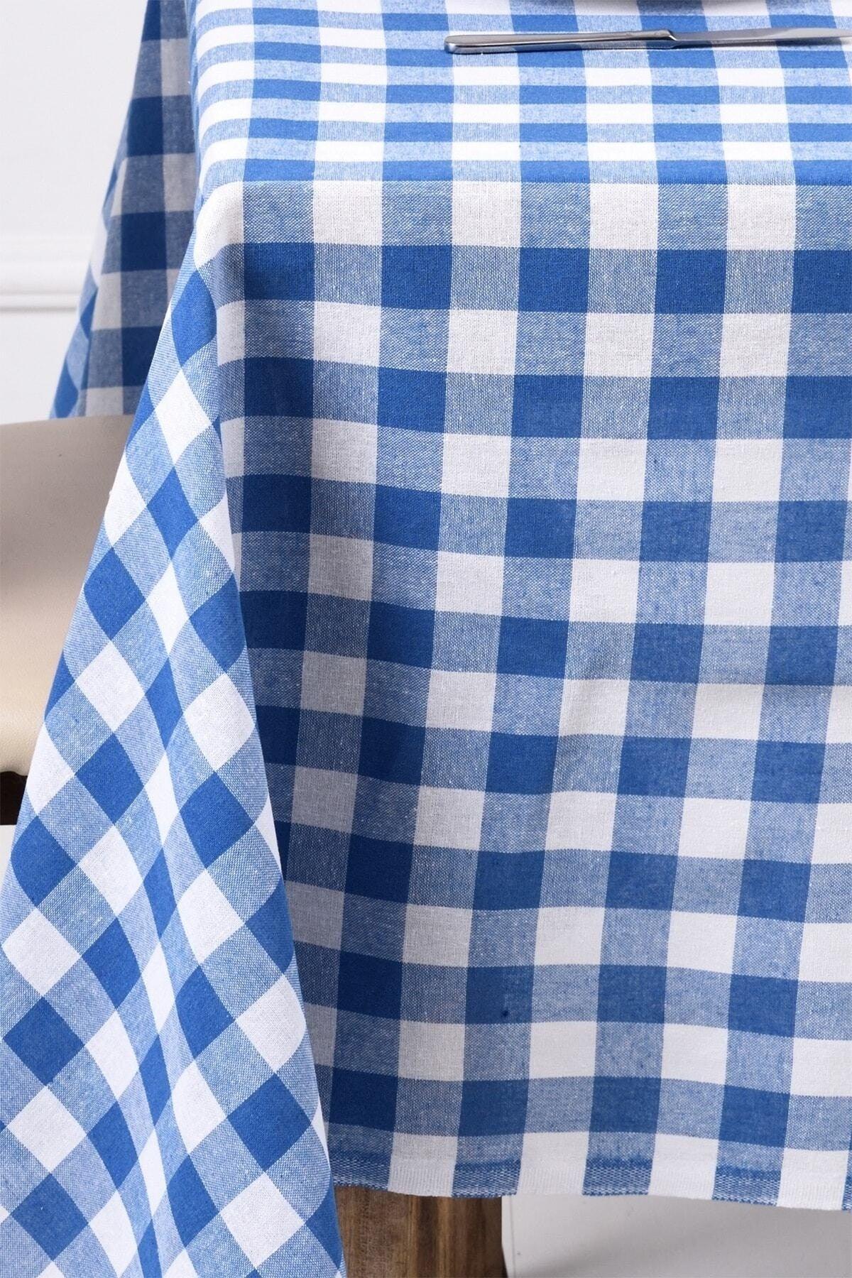 Blue Large Square Pattern Gingham Table Cloth, Table Cloth, Picnic Cover - Swordslife