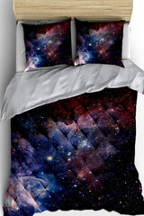 Blue Space Galaxy Stars 3d Patterned Double Microfiber Duvet Sleeping Set - Swordslife