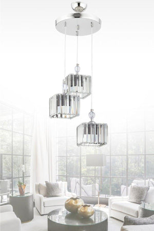 Maya Triple Silver K-10 Crystal Stone Chandelier - Swordslife