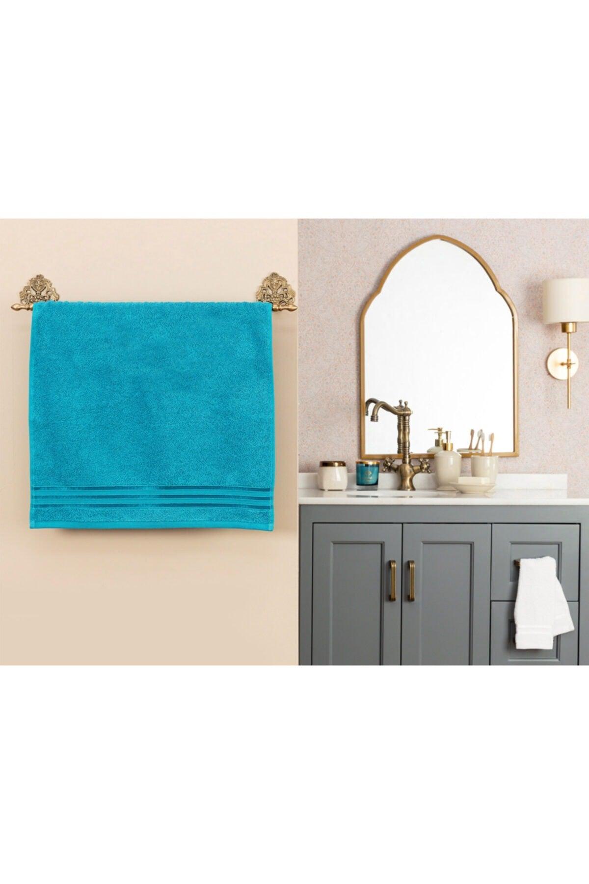 Maynor Border Flush Face Towel - Dark Mint Green - 50x80 Cm - Swordslife