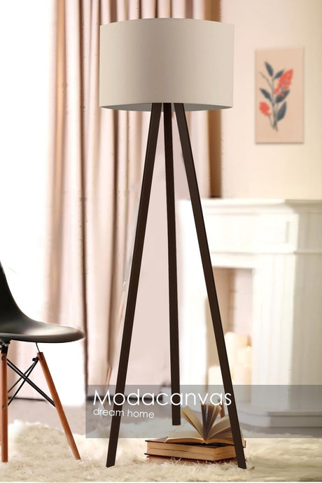 Mdf Floor Lamp - Cream/brown