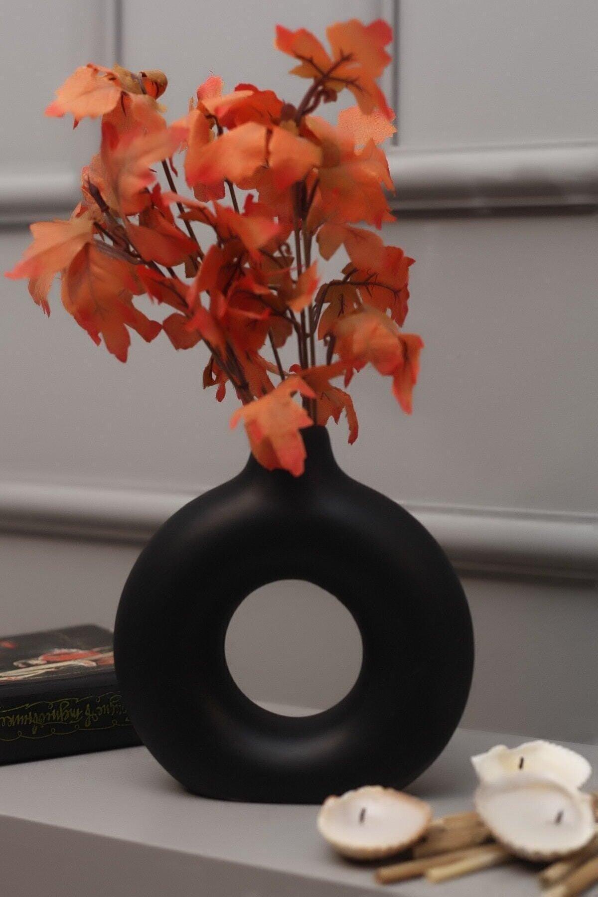 Mega Home Ring Vase Bohemian Vase Set of 2 Matte Black - Swordslife