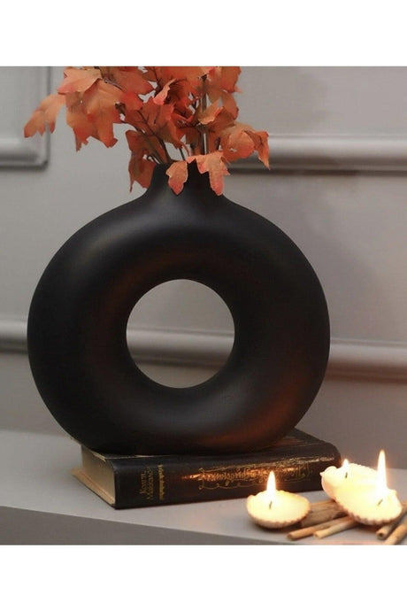 Mega Home Ring Vase Bohemian Vase Set of 2 Matte Black - Swordslife