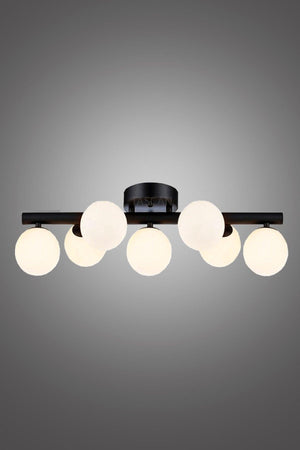 Mehir 7 Li Black Plafonyer White Glass Chandelier - Swordslife