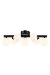 Mehir 7 Li Black Plafonyer White Glass Chandelier - Swordslife