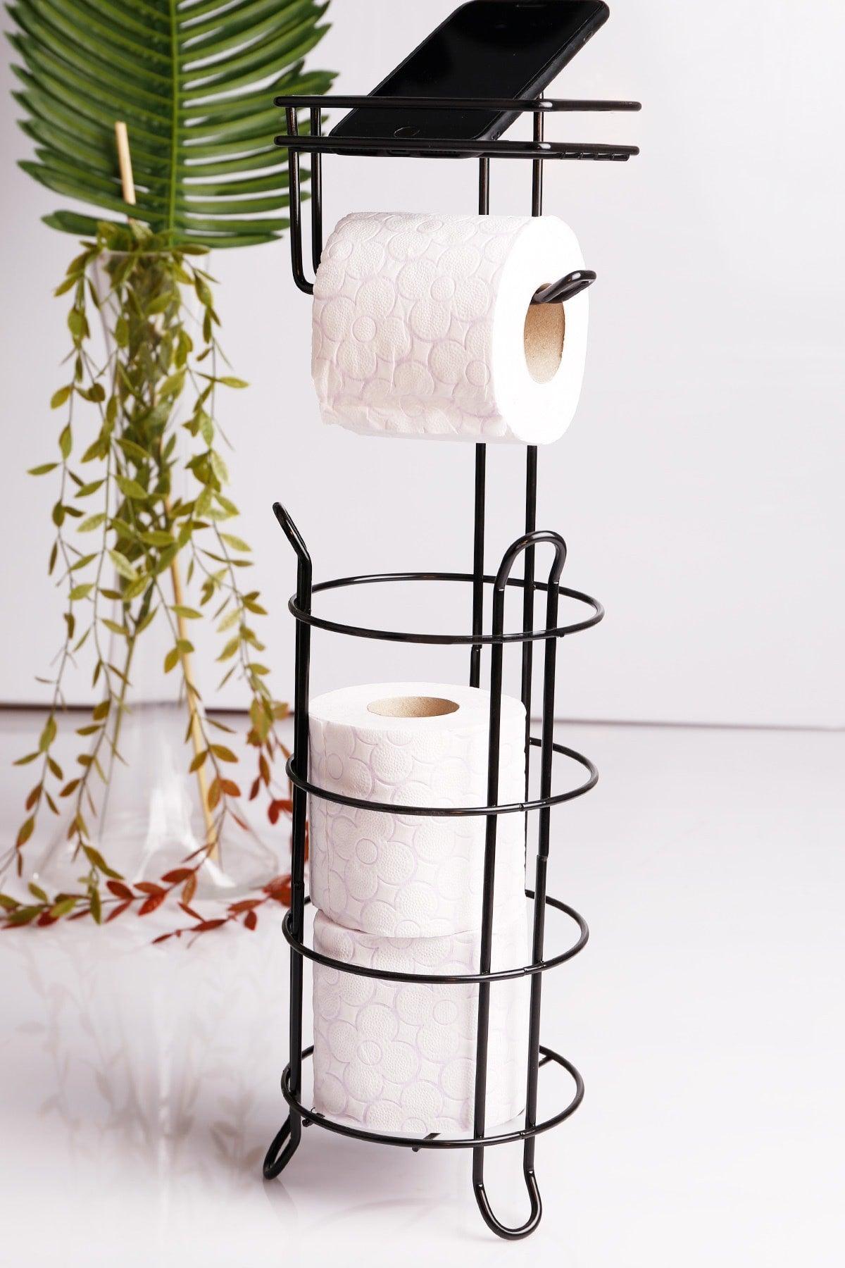 Black Standed Redundant Multi-Purpose Wc Paper Holder