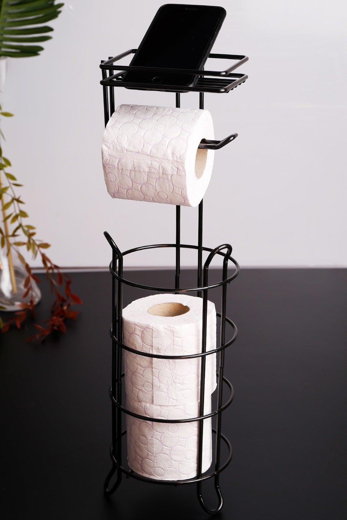 Black Standed Redundant Multi-Purpose Wc Paper Holder