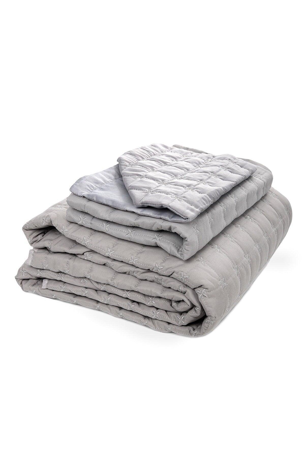 Meltem Double Bedspread - Gray - Swordslife