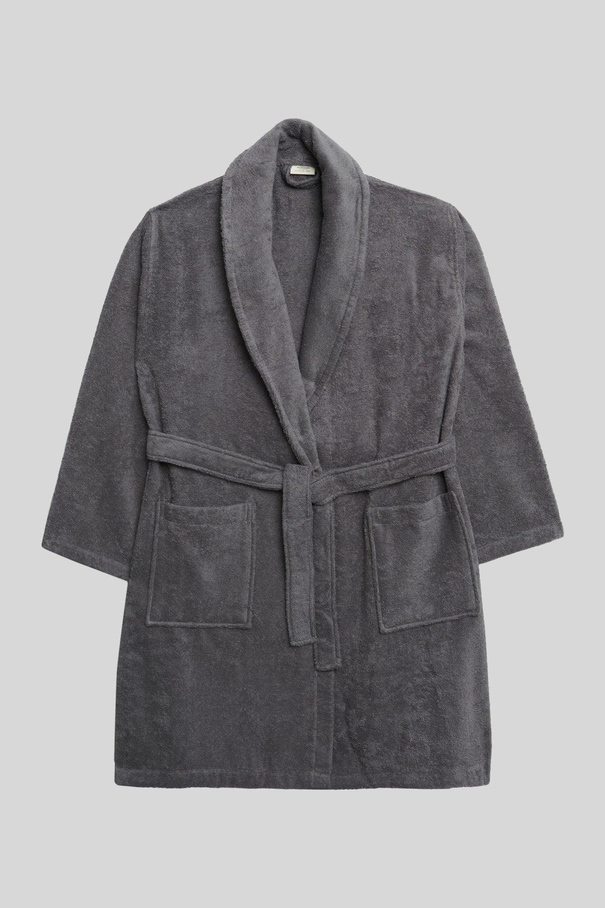 Men's Anthracite 100% Cotton Bathrobe - Swordslife