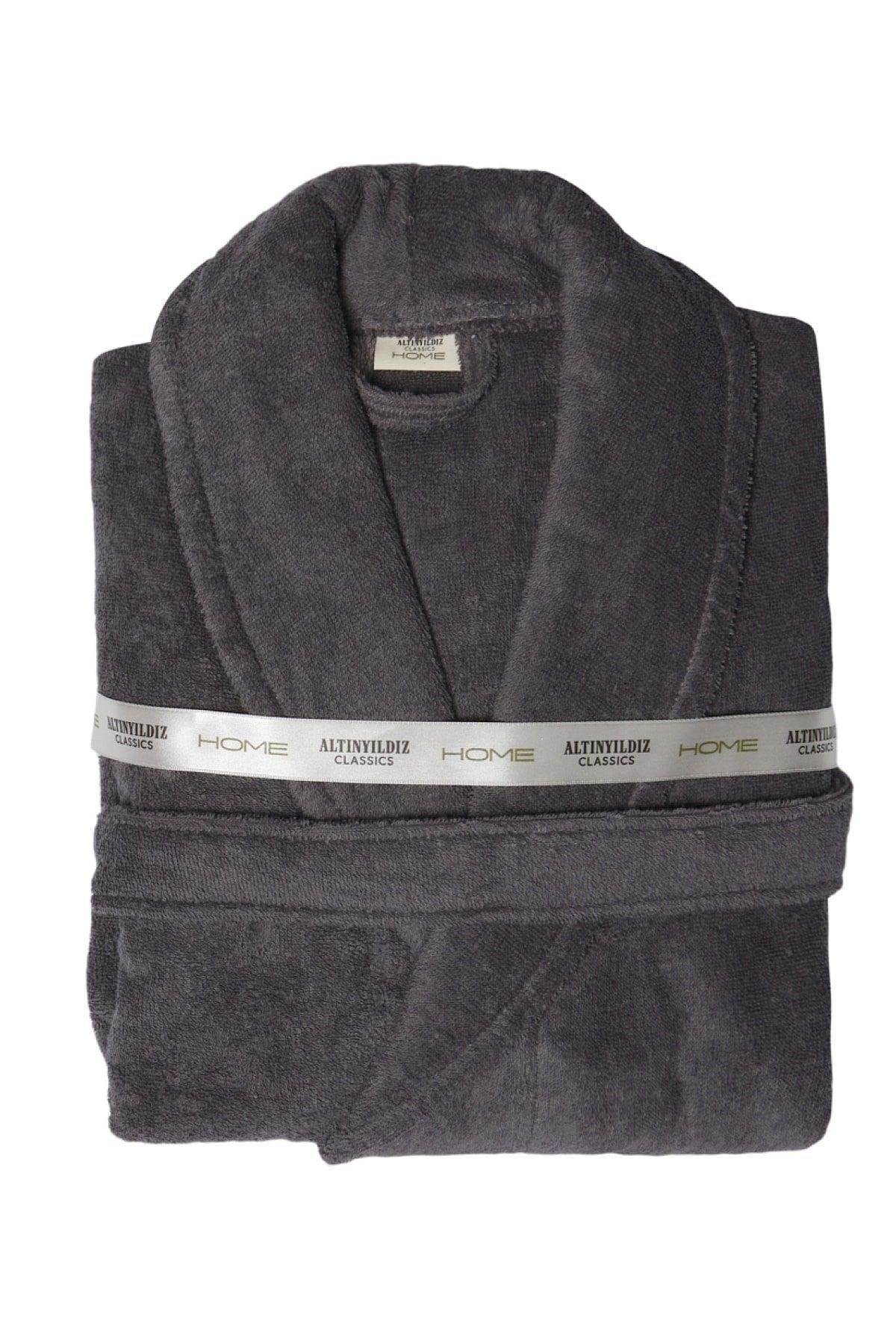 Men's Anthracite 100% Cotton Bathrobe - Swordslife