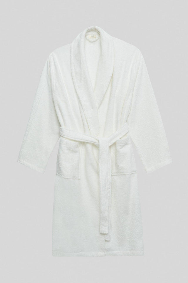 Men's White 100% Cotton Bathrobe - Swordslife