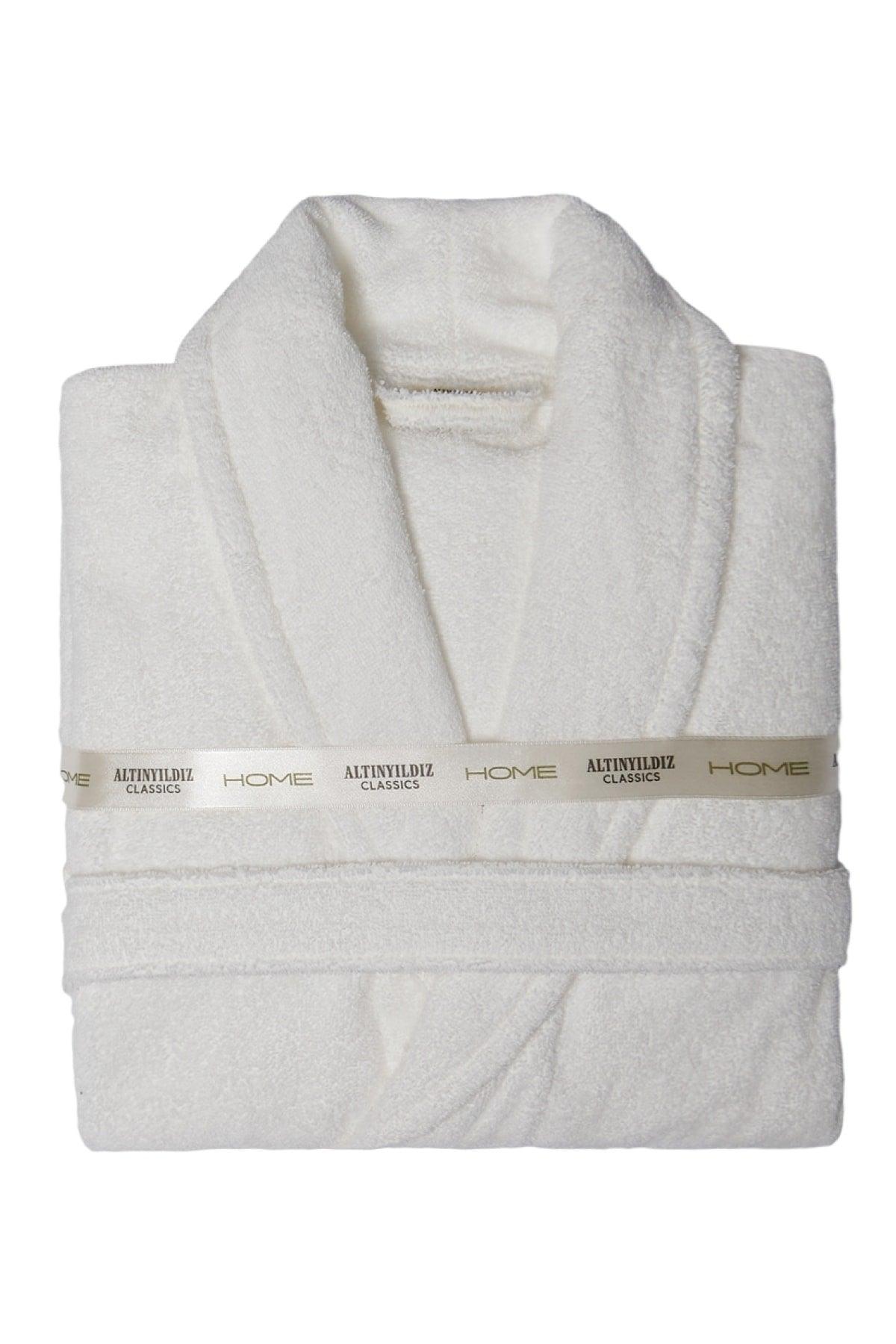 Men's White 100% Cotton Bathrobe - Swordslife