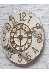 Marble Patterned Gold Color Wall Clock Diameter 80cm - Swordslife