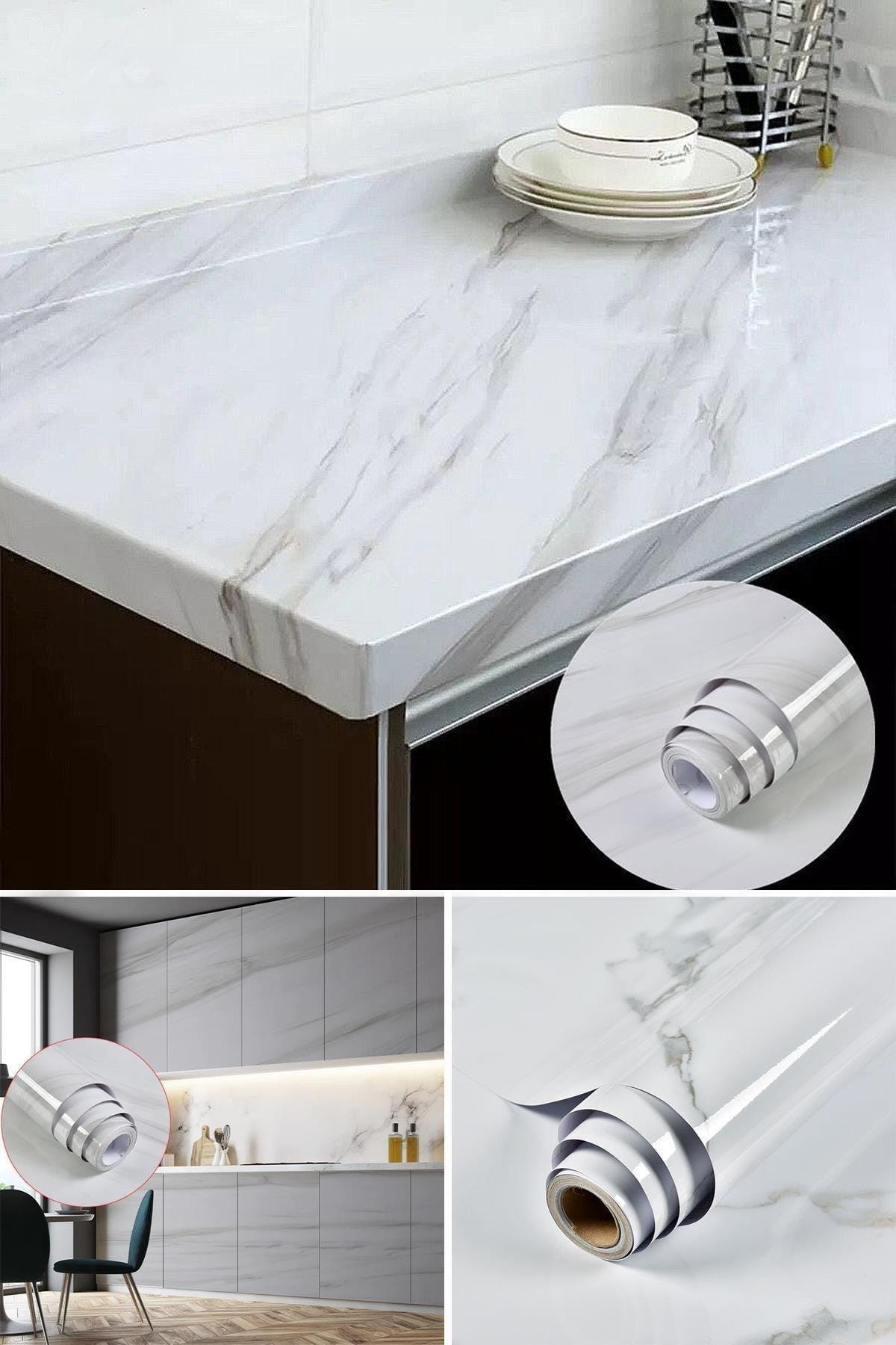 Marble Pattern Veneer Kitchen Bathroom Cabinet Counter Top Foil White 60 X 300 - Swordslife