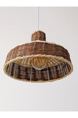 Merve 34x22 cm. Cream & Brown Rattan Pendant Lamp - Swordslife